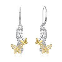 wholesale TOUPOP Infinity Insect Earrings 925 Sterling Silver Dragonfly/hummingbird/ladybug/butterfly/bee Drop Dangle Earrings Jewelry Christmas Gifts For Women -style_name:Butterfly
