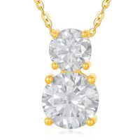 TOUPOP 14K Gold Moissanite 2-Stone Pendant Necklace-style_name:(6 * 6mm)+(8 * 8mm) moissanite)