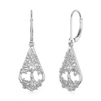 TOUPOP Sterling Silver Stone Flower Dangle Drop Leverback Earrings-style_name:9-Dangle-Tree of Life
