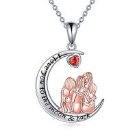 wholesale TOUPOP Sister Christmas Gifts From Sister/brother Two Three Four Five Sisters Necklace Sterling Silver Crystal Fashion Jewelry Gift For Women Friend Female Friendship Lasts Forever -style_name:Style 3-Three Sisters-I love you to the moon and back