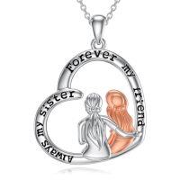 wholesale TOUPOP Sister Gifts From Sisters 2/3 Sisters Necklace Always My Sister Forever My Friend Necklace 925 Sterling Silver Heart Pendant Jewelry Gifts For Women Birthday Graduation Gift From Brother -style_name:Sister Necklace Jewelry