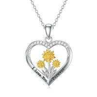 wholesale TOUPOP Tulips/rose/sunflower/lotus Necklace Sterling Silver Flower Pendant Jewelry Flower Tulips/rose/sunflower/lotus Gifts For Women Birthday -style_name:03-Sunflower