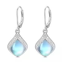 TOUPOP Sterling Silver Gemstone Filigree Teardrop Leverback Earrings-color_name:B-Moonstone