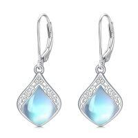wholesale Filigree Teardrop Earrings 925 Sterling Silver Gemstone Leverback Earrings Jewelry Birthday Christmas Gifts For Women -color_name:B-Moonstone