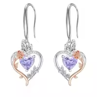 TOUPOP Sterling Silver Rose Quartz Butterfly Earrings Love Jewelry Gifts For Women-color_name:06-June-Alexandrite