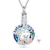 wholesale TOUPOP Elephant Urn Necklace For Ashes 925 Sterling Silver Crystal Cremation Jewelry -style_name:Four Elephants-Tree of Life