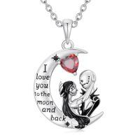 wholesale TOUPOP Nightmare Necklace Gifts Sterling Silver Heart Abalone Shell/moon Jack And Sally Necklaces I Love You Forever Skull Jewelry Birthday Christmas Gift For Women Wife Girlfriend Daughter -style_name:Moon-A