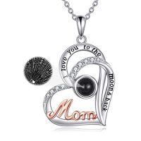 wholesale TOUPOP Best Gifts For Women 925 Sterling Silver Crystal Mom Daughter Grandma Necklace Birthday Gift Mom And Daughter Jewelry I Love You To The Moon And Back Necklace For Mom Wife Daughter Grandma Nana -color_name:To Mom-100 Languages Stone-I Love You