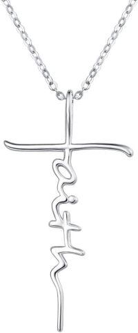 wholesale 925 Sterling Silver Heart Cross Ekg Necklace-Silver-Silver