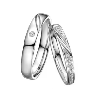 TOUPOP 10k/14k/18k Gold/925 Silver Moissanite Customized Couples Wedding Rings Set-style_name:B Wedding Ring Set