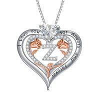 wholesale TOUPOP Christmas Gifts For Women,s925 Sterling Silver Heart Rose A To Z Initial Letter Pendant Necklace With Forever Love Heart Jewelry Valentien Mothers Day Birthday Gifts For Her Wife Mom Sister Girlfriend -style_name:Letter Z