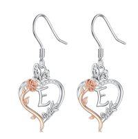 wholesale TOUPOP Rose Heart Initial Earrings 925 Sterling Silver Heart Butterfly Earrings Jewelry Anniversary Birthday Christmas Gifts For Women Her Girlfriend Wife -style_name:Initial E