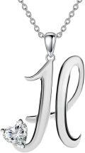 wholesale 18K Gold Plated S925 Sterling Silver 4mm Heart Moissanite A-Z Initial Necklace for Women-0-0