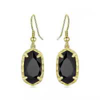 TOUPOP 925 Sterling Silver Gemstone Dainty Drop Earrings-color_name:Z-Black
