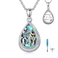 TOUPOP Sterling Silver Abalone Shell Urn Necklace For Ashes Memorial Jewelry-style_name:20-Mountain