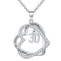 wholesale TOUPOP Gifts For Her 925 Sterling Silver Necklace Forever Love Heart Pendant Heart Year Old Jewelry Anniversary Birthday Christmas Gifts Women Girlfriend Wife Mom Grandma Daughter -style_name:30th
