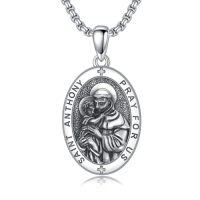 wholesale TOUPOP Christmas Gifts For Men 925 Sterling Silver Saint Amulet Necklace For Men Women Protection Medal Pendant Religious Necklace Catholic Jewelry Birthday Gifts For Father Son Husband Grandfather Police -style_name:H01-St Anthony