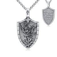 wholesale TOUPOP Christmas Gifts For Men 925 Sterling Silver Saint Amulet Necklace For Men Women Protection Medal Pendant Religious Necklace Catholic Jewelry Birthday Gifts For Father Son Husband Grandfather Police -style_name:A04-St Michael Protect Us(Shield)