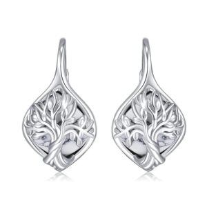 F - White Turquoise Tree of Life Earrings