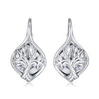 wholesale TOUPOP Leverback Earrings For Wonen 925 Sterling Silver Tree Of Life Earrings Dangle Drop Turquoise Moonstone Moss Agate Heart Jewelry Gifts For Women Anniversary Birthday Christmas -style_name:F - White Turquoise Tree of Life Earrings