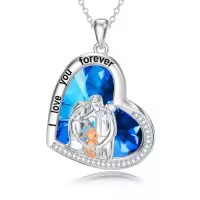 TOUPOP Sterling Silver & Stone Mother Daughter Jewelry Gifts-style_name:J-Mom-CrystalCrystal