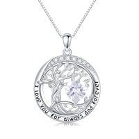 wholesale TOUPOP Valenitnes Day Gifts, Tree Of Life Birthstone Necklaces For Women, White Gold Gold Plated 925 Sterling Silver Celtic Jewelry Austrian Crystal Pendant Necklace, Anniversary Wedding Jewelry Irish Birthday Gifts -color_name:04-Apri-Diamond