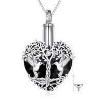 wholesale TOUPOP Hummingbird Urn Necklace For Ashes Sterling Silver Crystal Cremation Jewelry -style_name:Hummingbird Urn Necklace with Black Crystal