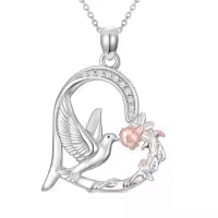 TOUPOP 925 Sterling Silver Heart Peace Dove Pendant Holy Spirit Jewelry-style_name:Dove