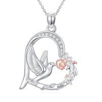 wholesale TOUPOP Dove Necklace Christmas Gifts For Women 925 Sterling Silver Heart Peace Dove Pendant Jewelry Holy Spirit Jewelry For Women Female Stocking Stuffers -style_name:Dove