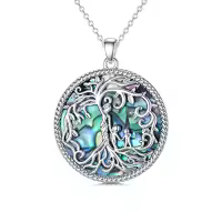 TOUPOP Sterling Silver Tree Of Life Mother Necklace Jewelry Gifts-style_name:Abalone Shell-2 Children