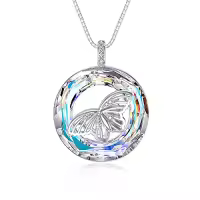 TOUPOP Sterling Silver Crystal Dragonfly Butterfly Necklace Gift for Women-style_name:D - White Crystal Butterfly