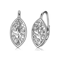 TOUPOP Sterling Silver Filigree Dangle Drop Earrings Jewelry Birthday Christmas Gifts For Women-style_name:04-Leverback-Filigree