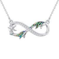wholesale TOUPOP Sea Turtle/dolphin/whale/shark/seahorse Necklaces For Women 925 Sterling Silver Abalone Infinite Marine Animals Pendant Jewelry Marine Animals Lover Christmas Gifts For Women -style_name:Whale