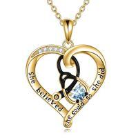 wholesale TOUPOP Christmas Gifts For Nurses Birthstone Stethoscope Necklace Sterling Silver Nurse Gifts For Women Birthday Graduation Gift For Nurse Doctor Medical Student -style_name:03 Mar-Aquamarine-Yellow Gold Plated