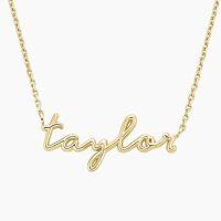 wholesale TOUPOP 10k/14k/18k Solid Gold Name Necklace For Women Real Gold Chain Infinity Nameplate Pendant Name Plate Necklaces Fine Jewelry Mother Wife Gift For Christmas -style_name:A Gold Name Necklace