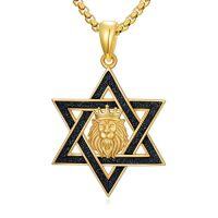 wholesale Gold Star Of David Necklace 925 Sterling Silver Cross/lion/eagle/dragon/phoenix/celtic Knot Pendant Jewish Jewelry Christmas Gifts For Men Women -style_name:Lion