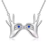 TOUPOP Sterling Silver & Stone Pendant Necklace For Women-style_name:Evil Eye Necklace