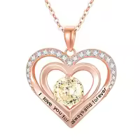 TOUPOP Sterling Silver Birthstone Forever Love Heart Jewelry Gifts-color_name:Rose Gold-11-Nov