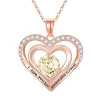 wholesale TOUPOP Mothers Day Gifts For Women Sterling Silver Forever Love Heart With Birthstone Jewelry Birthday Christmas Gifts For Her Wife Girlfriend Mom -color_name:Rose Gold-11-Nov