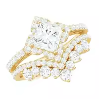 TOUPOP 10k 14k 18k Gold Moissanite Wedding Ring Set-style_name:B Moissanite Ring
