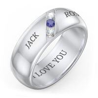 wholesale 925 Sterling Silver/10k/14k/18k/24k Real Gold Custom Engraved Name Rings For Men Women 4/5/6/7/8 Mm Wide Personalized Wedding Band Ring Size 4-14.5 -style_name:B-Triple Stone Grooved Ring (8 mm)