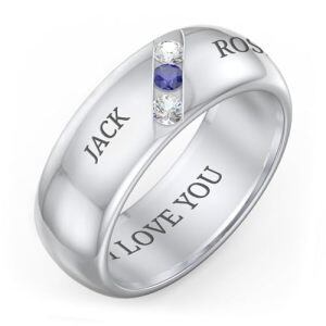 B-Triple Stone Grooved Ring (8 mm)