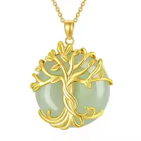 TOUPOP 14K Gold Plated Sterling Silver Jade Tree Of Life Necklace-style_name:0A-1Tree of Life-Gold-Jade