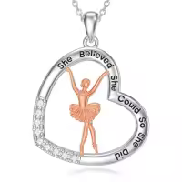 TOUPOP Sterling Silver & Zircon Sports Necklace for Women Gifts-style_name:01-Ballerina