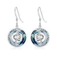 wholesale TOUPOP Birthstone Earrings For Women 925 Sterling Silver Moon And Star Dangle Earrings With Blue Crystal Birthdayjewelry Christmas Gifts For Women -color_name:04-April-Synthetic Diamond
