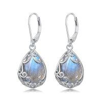 wholesale Teardrop Earrings For Women Celtic Filigree Drop Earrings Sterling Silver Leverback Jewelry Christmas Gifts For Women Mom -color_name:Labradorite