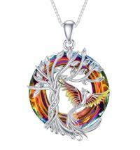 wholesale TOUPOP Phoenix Necklace 925 Sterling Silver Crystal Pendant Phoenix Rising Jewelry Women Birthday Gifts -color_name:01-Fire Phoenix