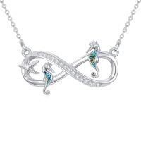 wholesale TOUPOP Sea Turtle/dolphin/whale/shark/seahorse Necklaces For Women 925 Sterling Silver Abalone Infinite Marine Animals Pendant Jewelry Marine Animals Lover Christmas Gifts For Women -style_name:Seahorse