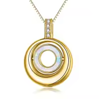 TOUPOP Sterling Silver Cremation Jewelry Locket For Ashes Memorial Keepsake-style_name:C01-Circle of Life Urn Necklace(Created Opal)