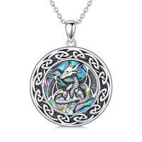 wholesale TOUPOP Dragon/phoenix/wolf Necklace For Women Abalone Shell Necklace Sterling Silver Pendant Necklace Oxidized Celtic Necklace Jewelry For Women Wife Mothers Day Anniversary Birthday Gifts -style_name:Dragon